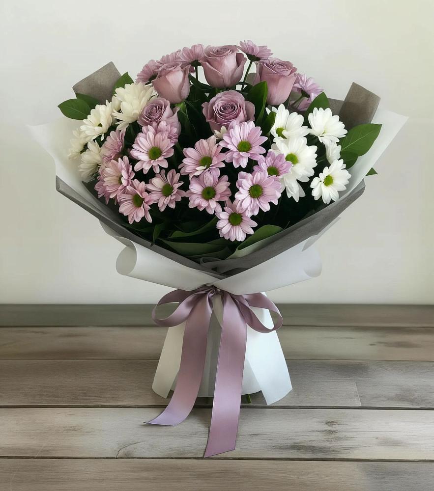 Букет цветов из: Хризантемы и Розы в Головино