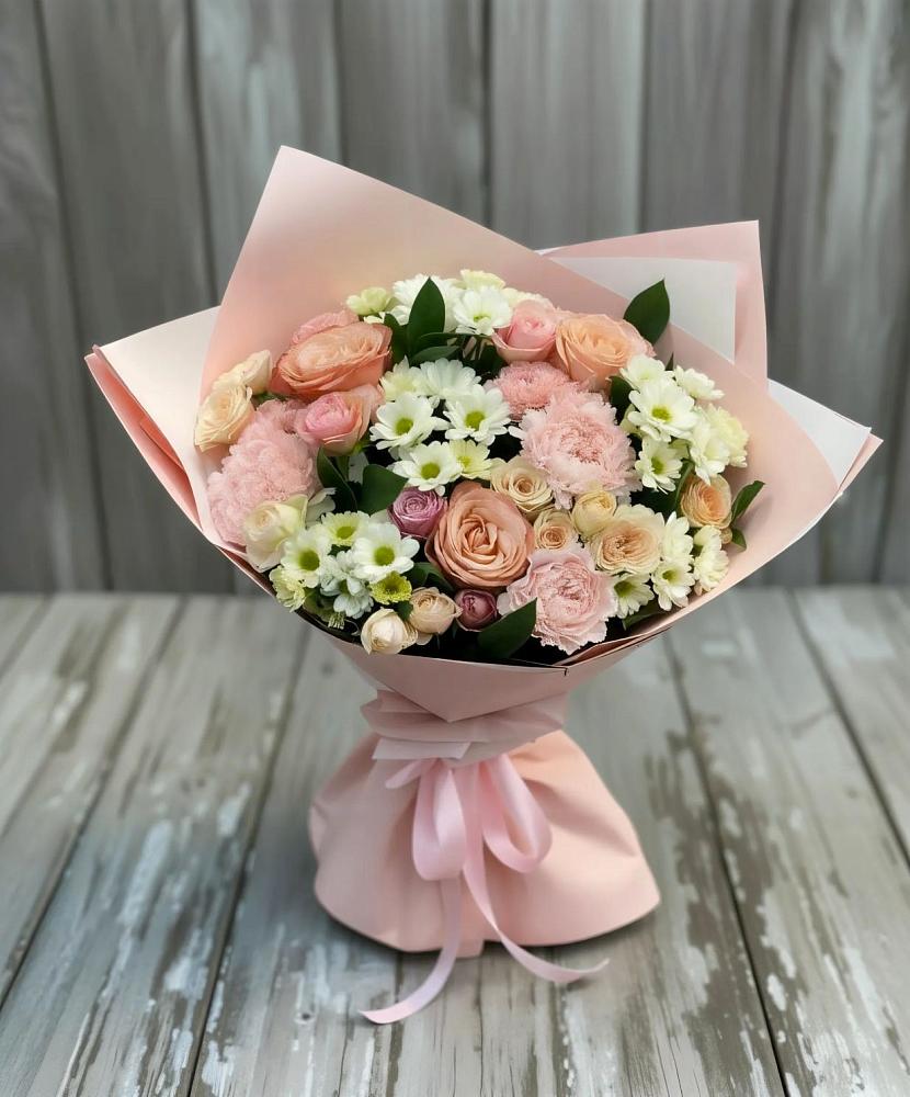 Букет цветов из: Гвоздики, Розы и Хризантемы в Головино