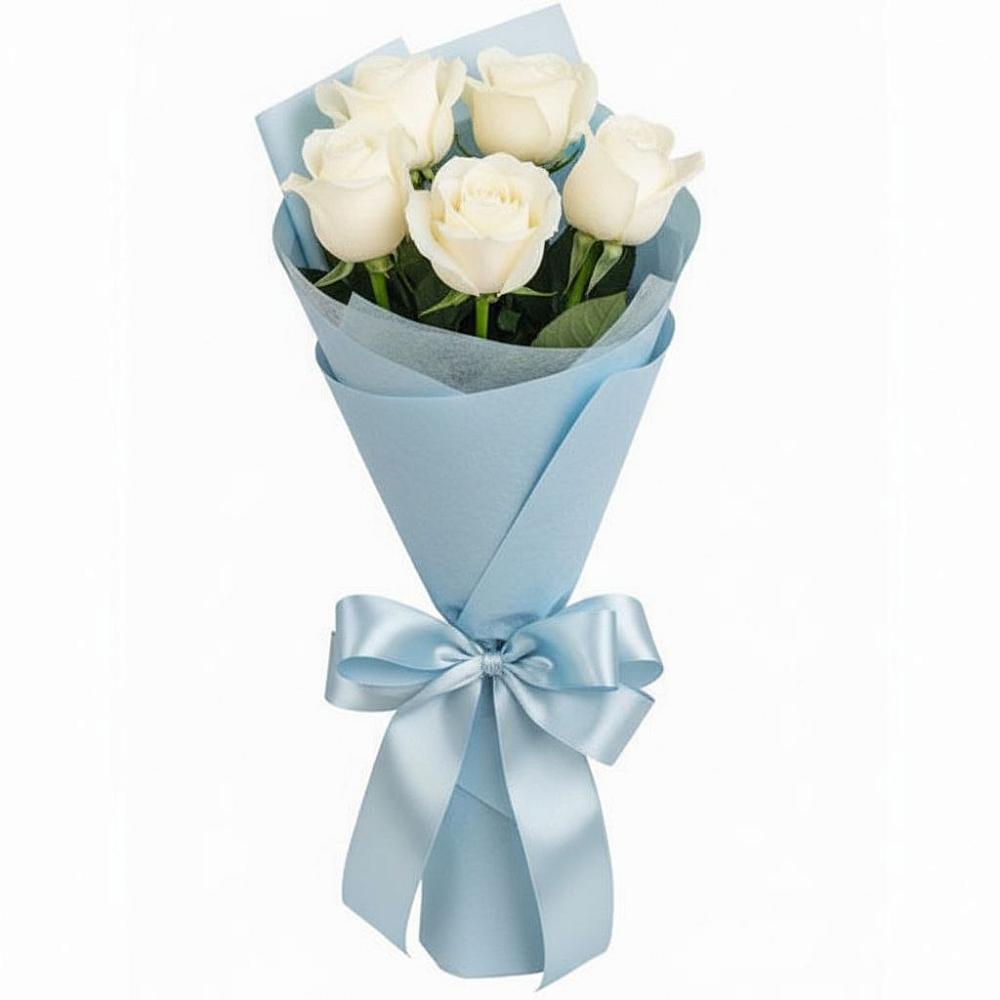 Букет 5 Белых роз Проуд в Головино
