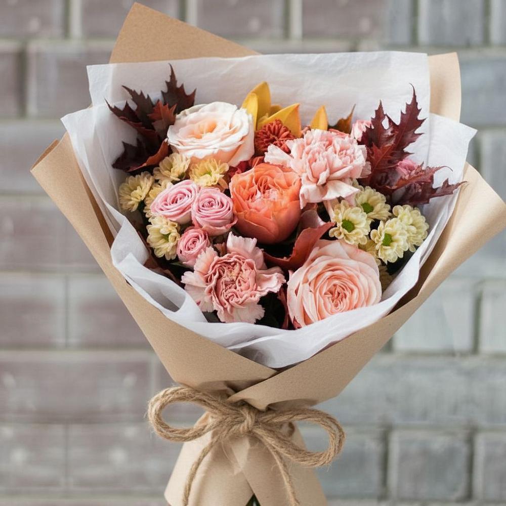 Букет цветов из: Гвоздики, Хризантемы и Розы в Головино