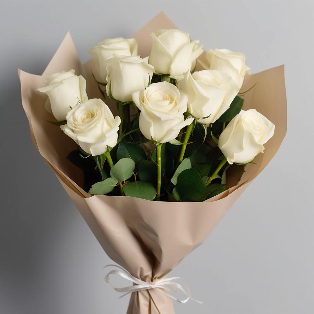 Букет 9 Белых роз Эдлесс Лав в Головино