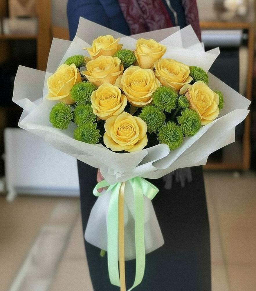 Букет цветов из: Хризантемы и Розы в Головино