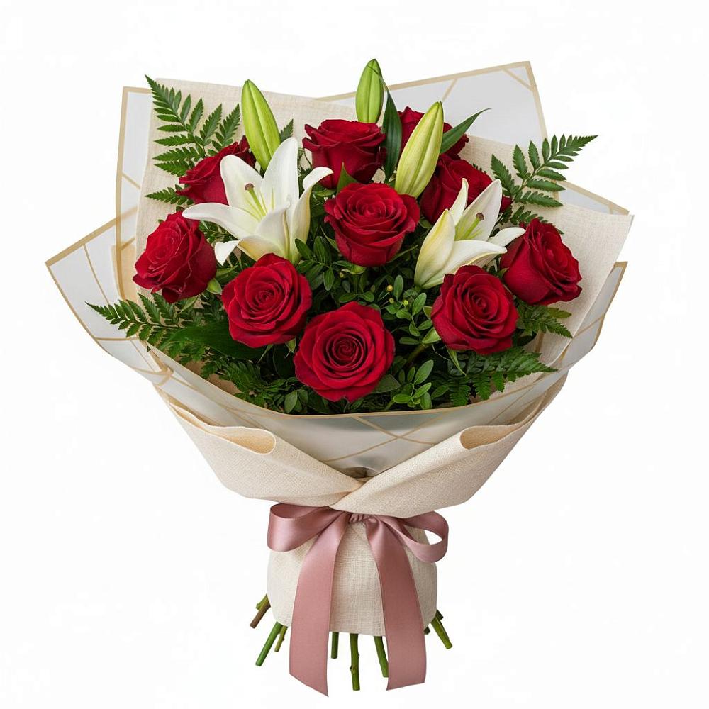 Букет цветов из: Лилии и Розы в Головино