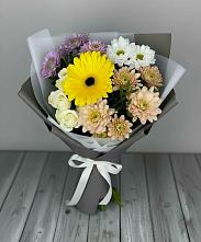 Букет цветов из:  Розы, Герберы и Хризантемы #REPLACE_PRED# Головино
