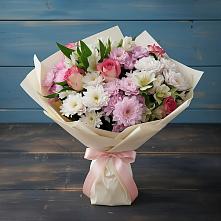 Букет цветов из:  Хризантемы, Альстромерии и Розы в Головино