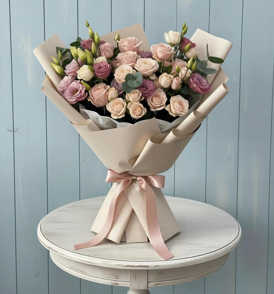 Букет цветов из: Розы и Лизиантусы в Головино