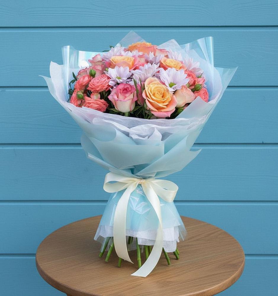 Букет цветов из: Хризантемы и Розы в Головино