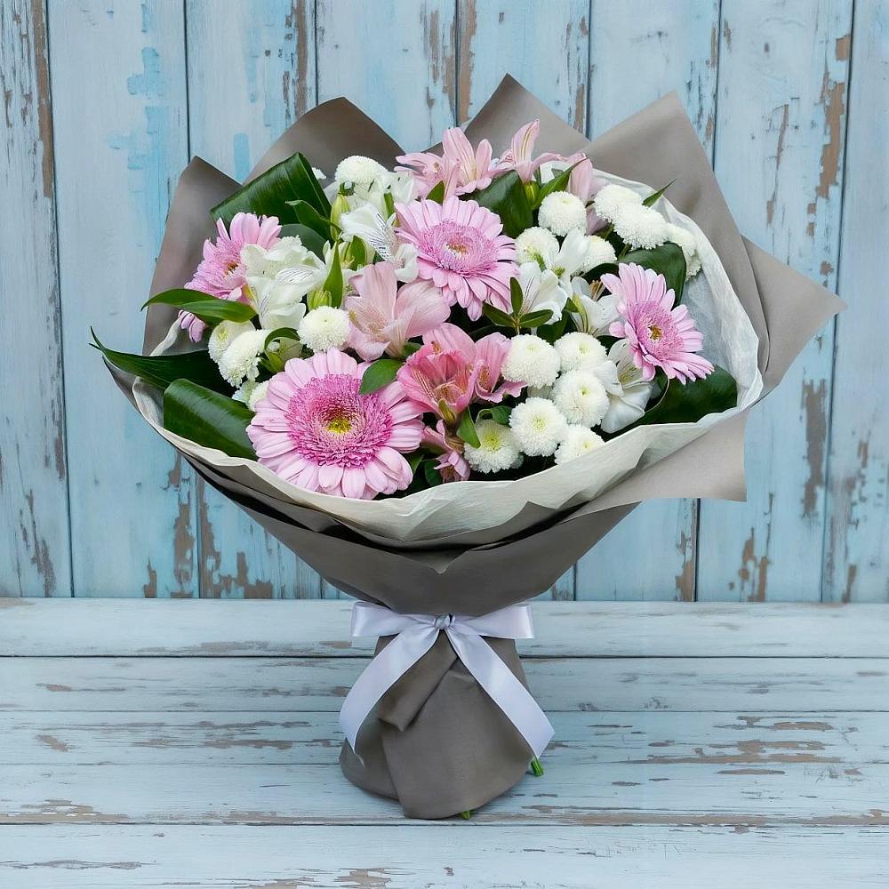 Букет цветов из: Герберы, Альстромерии и Хризантемы в Головино