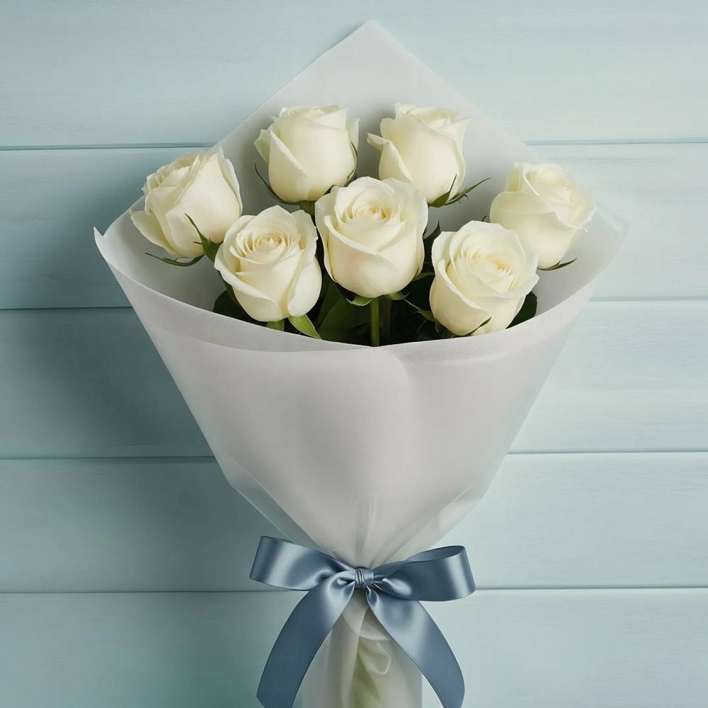 Букет 7 Белых роз Эдлесс Лав в Головино
